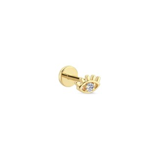 14k Gold Evil Eye Diamond Tragus Earring