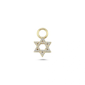 14k Gold Star of David Diamond Charm