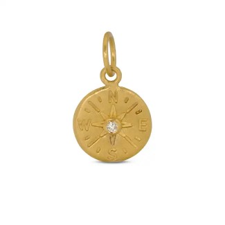 24k solid gold Compass Pendant