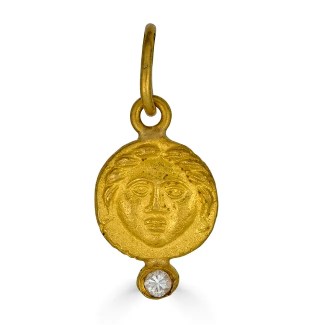 24k solid gold sun Round Pendant