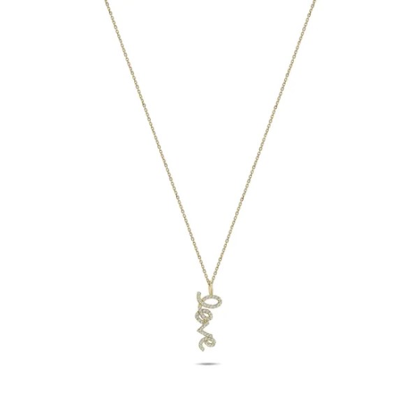 14k Gold LOVE Pendant Necklace