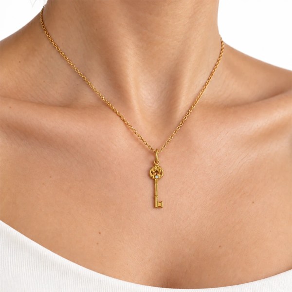 Key Pendant | 24k gold pendant on a model
